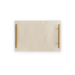 GENERICO - Bandeja Premium para Servir de Mármol Natural con Asas Metálicas