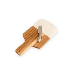 GENERICO - Tabla Compacta de Quesos y Charcutería de Mármol y Acacia con Cuchillo