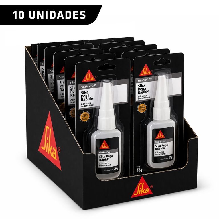Pack de 10 unidades de Sikafast 201/ Adhesivo instantáneo monocomponente de uso general