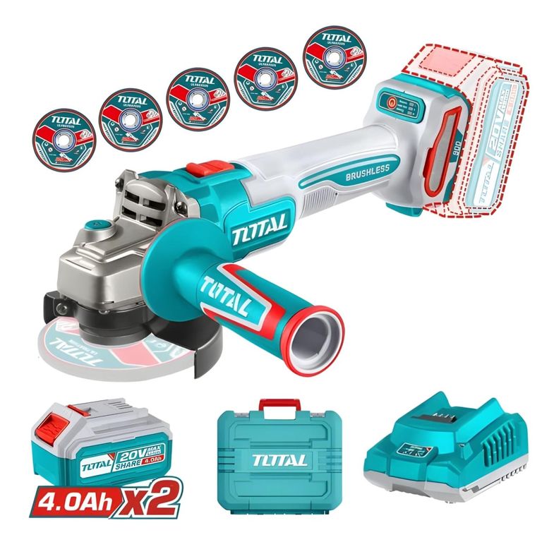 Amoladora 4 1/2" 900w + 2 baterías 4Ah y cargador