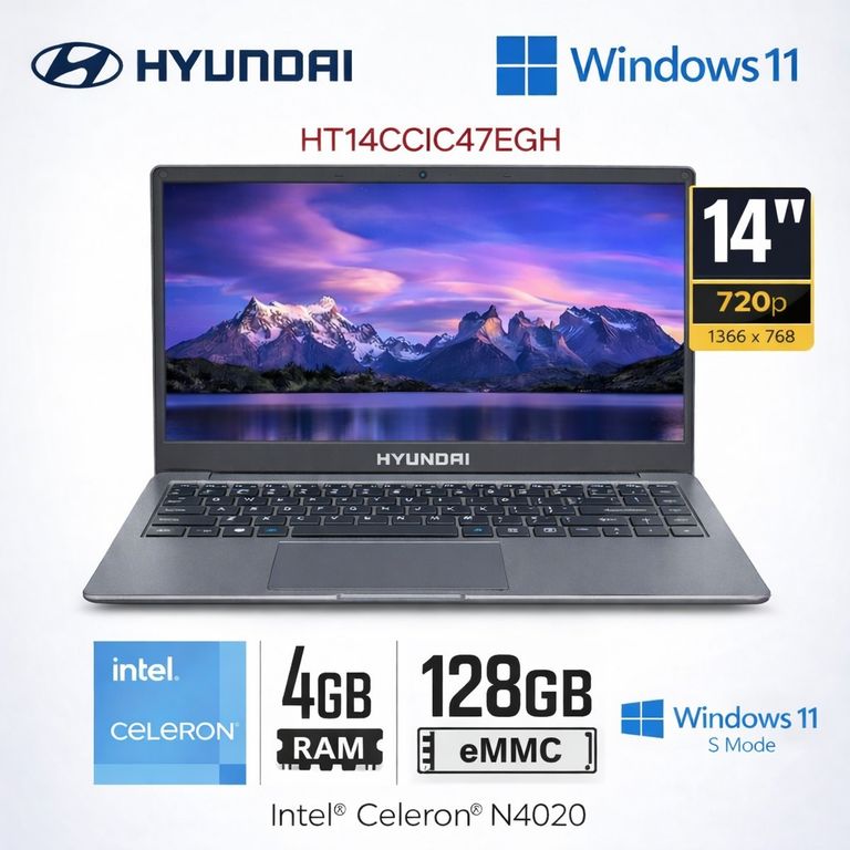 Laptop HyBook HT14CCIC47EGH Gris 14″ HD Intel Celeron N4020 4GB RAM 128GB