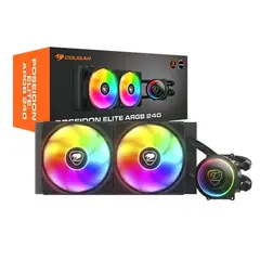COUGAR - Enfriador Líquido Cpu Poseidon Elite 240, 240Mm, Alto Rendimiento, Diseño Negro Ele