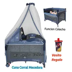 Baby Kits - Cuna Corral de Bebe con Colecho Mecedora Azul