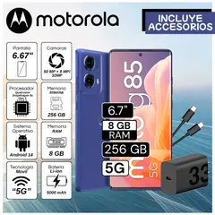 MOTOROLA - Celular G85 5G 6.67" Pulg. 8GB RAM 256GB Android 14 - Azul Electrico