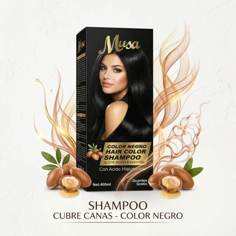 Shampoo Tinte Negro Cubre Canas - Musa