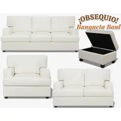 GENERICO - Juego de Sala Rumi Ivory 321 + Banqueta Baul Regalo