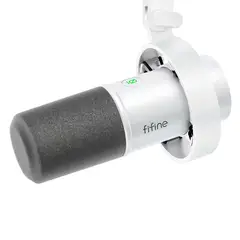 FIFINE - Micrófono K688 Dinámico Blanco USBXLR Cardioide Profesional