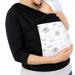 GENERICO - PORTA BEBE FULAR 2 PIEZA 100% ALGODÓN NEGRO