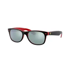 RAY BAN - Ray‑Ban Scuderia Ferrari Negro Mate sobre RojoFlash Plateado 55 mm Lentes de Sol RB2132M F63830 55‑18