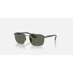 RAY BAN - Ray‑Ban RB3715M Scuderia Ferrari Gunmetal PulidoVerde Oscuro 58 mm Lentes de Sol RB3715M F00171 58‑18