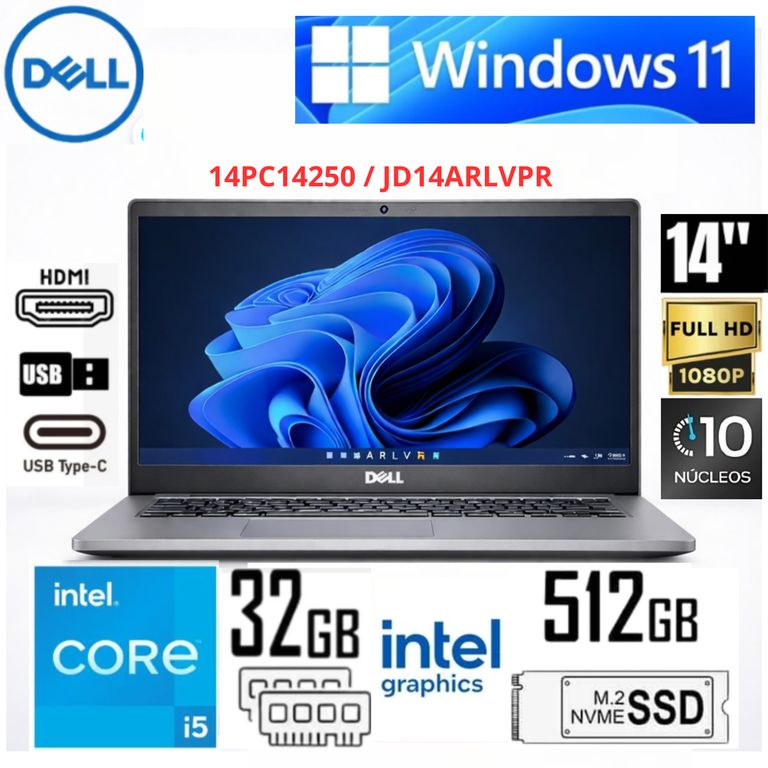 Laptop Pro 14PC14250 - JD14ARLVPR 14″ FHD 32GB RAM 512GB SSD Gris
