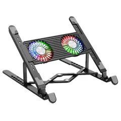 HOCO - Soporte para Laptop DH17 Plegable con Ventilador RGB para Portátiles de hasta 17.3 Pulgadas