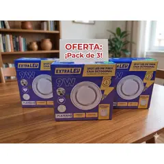 EXTRALED - PACK 3 DICROICOS LED PARA CAJA OCTOGONAL 9 WATTS LUZ BLANCA