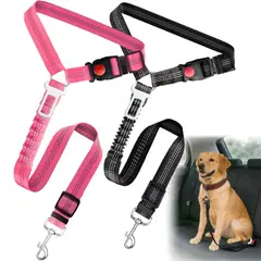IMPORTADO MC - Pack 2 unds. Correa para Perros de Seguridad en Coche Ajustable Multifuncional 3 en 1