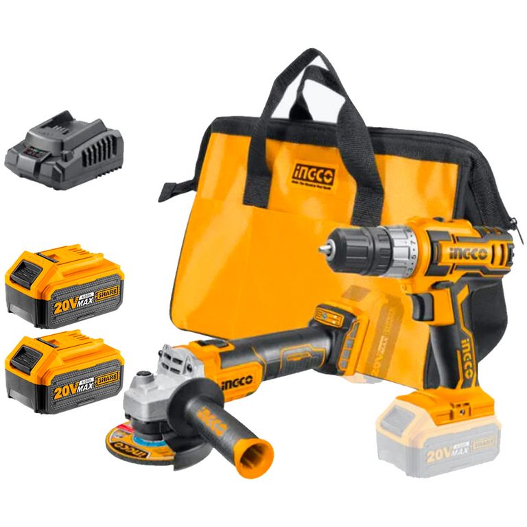 Combo Taladro + Amoladora 20V P20S + 2 Baterías 4Ah
