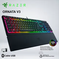 RAZER - TECLADO GAMER ORNATA V3 RGB LOW PROFILE TECLAS MULTIMEDIA