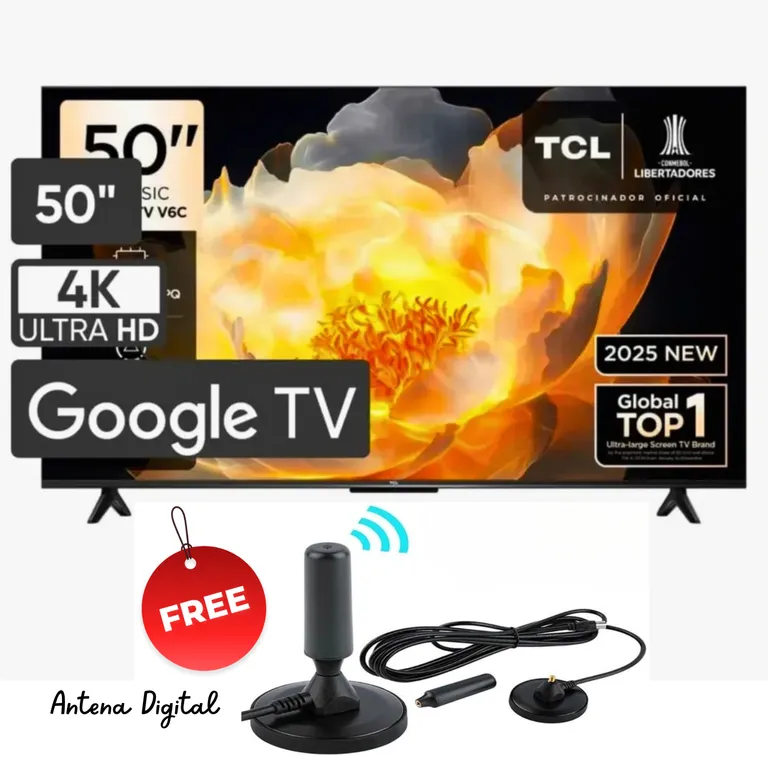 Televisor 50" 4K UHD SMART Google TV 50V6C + Antena Digital Gratis