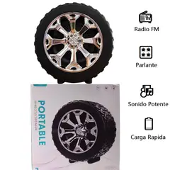 GENERICO - Parlante portatil con Bluetooth y Radio forma de llanta