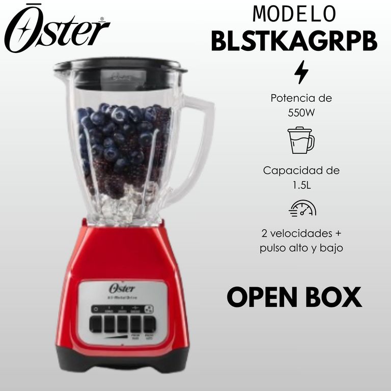 Licuadora Oster® 2 velocidades más pulso y vaso de vidrio BLSTKAGRPB