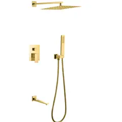 FRATELLI - MEZCLADORA PARA BAÑO Y TINA CUADRADO DORADO FB024T SANDS BRONCE