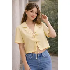 GENERICO - Blusa crop manga corta Amelie Karjam