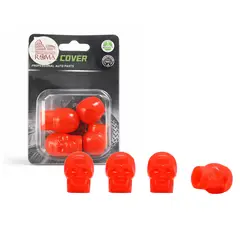 OEM - Tapas Para Pitón De Llanta Calabera Rojo Neón