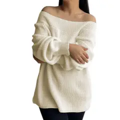 GENERICO - Chompa mujer hombros hilo dralom 359G-24 color perla