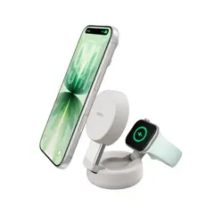 BELKIN - CARGADOR ULTRA CHARGE 2 EN 1 MAGNETICO PLEGABLE COLOR ARENA 25W Qi2
