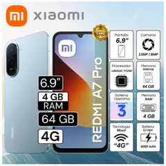 XIAOMI - Celular Redmi A7 Pro 6.9" Pulg. 4GB RAM 64GB HyperOS 3 - Azul Niebla