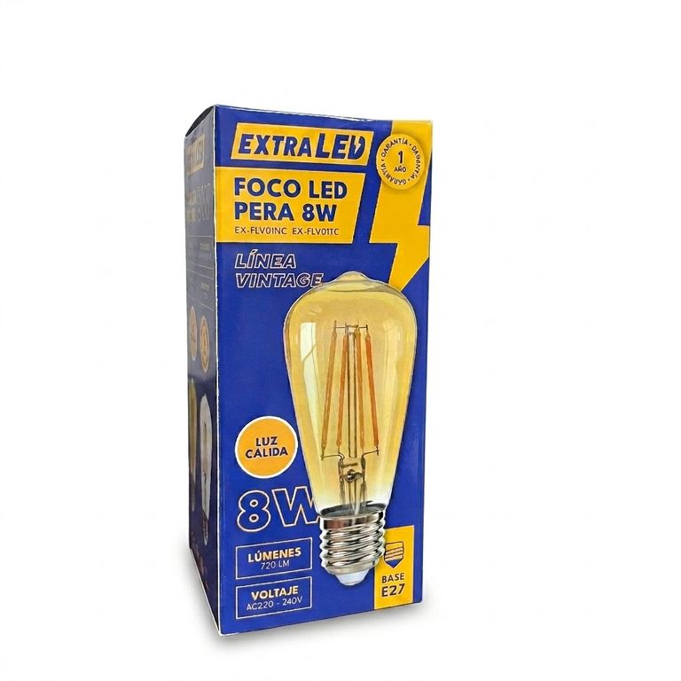 Foco LED Decorativo Tipo Pera Filamento Vintage 8W E27 Luz Cálida