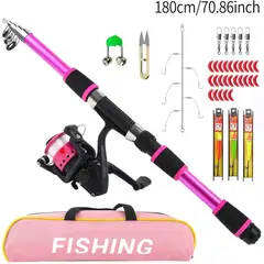 GENERICO - CAÑA PESCA PESCAR CON SEÑUELOS FISHING ROSA