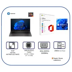 HP - Laptop 255 G10 Ryzen 3 7320U 8GB RAM 256Gb SSD Windows11 M. Office 2024