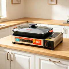 TIGERBEE - Cocina a gas portatil con plato hondo con tapa