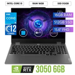 LENOVO - Laptop LOQ 15IAX9 Intel Core i5-12450HX Ram 16Gb SSD 512Gb RTX 3050 15,6" FHD WIN 11