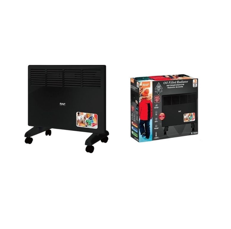 Convector Raf 1500 W Con Termostato Negro Calefactor Radiador