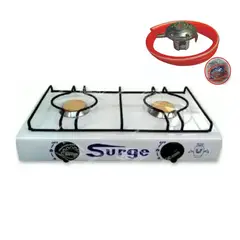 COCINAS SURGE - Cocina a Gas de Dos Hornillas Blanco + Válvula SURGE de Bronce