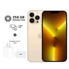 APPLE - Iphone 14 Pro 256gb Gold Dorado + Kit de carga. Reacondicionado A2650