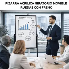 GENERICO - PIZARRA ACRÍLICA GIRATORIA CON RUEDAS Y FRENO MOVIBL