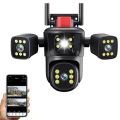 GENERICO - Cámara De Seguridad Triple Lente Con Visión Nocturna