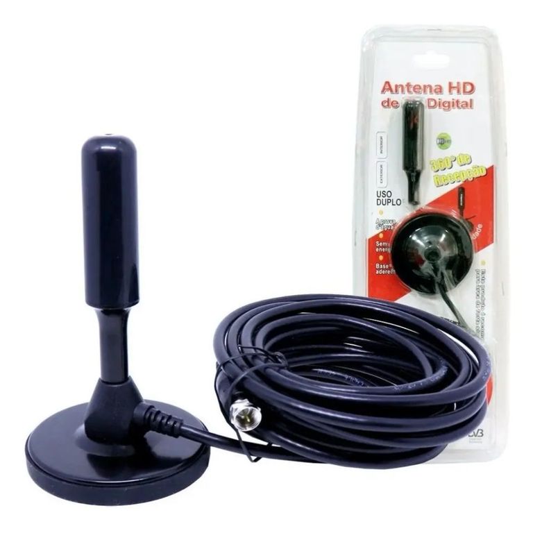 Antena TV Digital Con Imán Y Cable