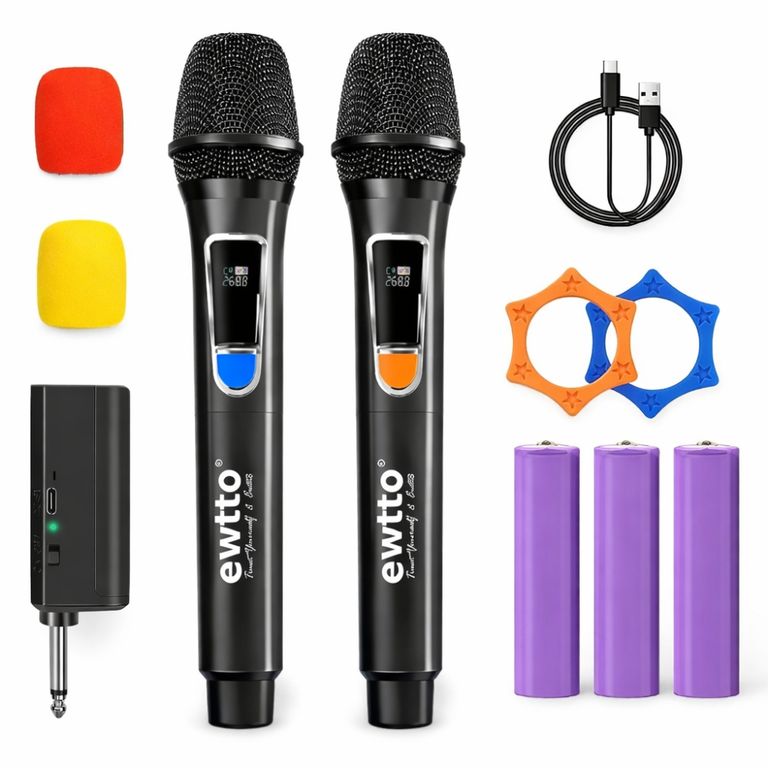 Micrófono Inalámbrico Doble 2.4GHz con Receptor para Karaoke y Eventos