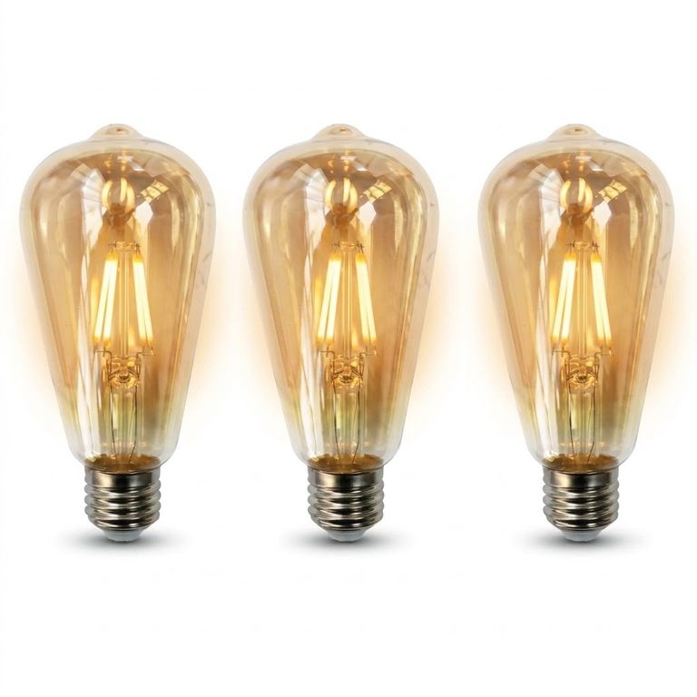 Pack x3 Foco Decorativo LED Tipo Pera Filamento Vintage 8W E27 Luz Cálida