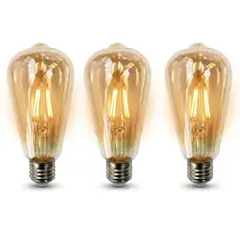 EXTRALED - Pack x3 Foco Decorativo LED Tipo Pera Filamento Vintage 8W E27 Luz Cálida