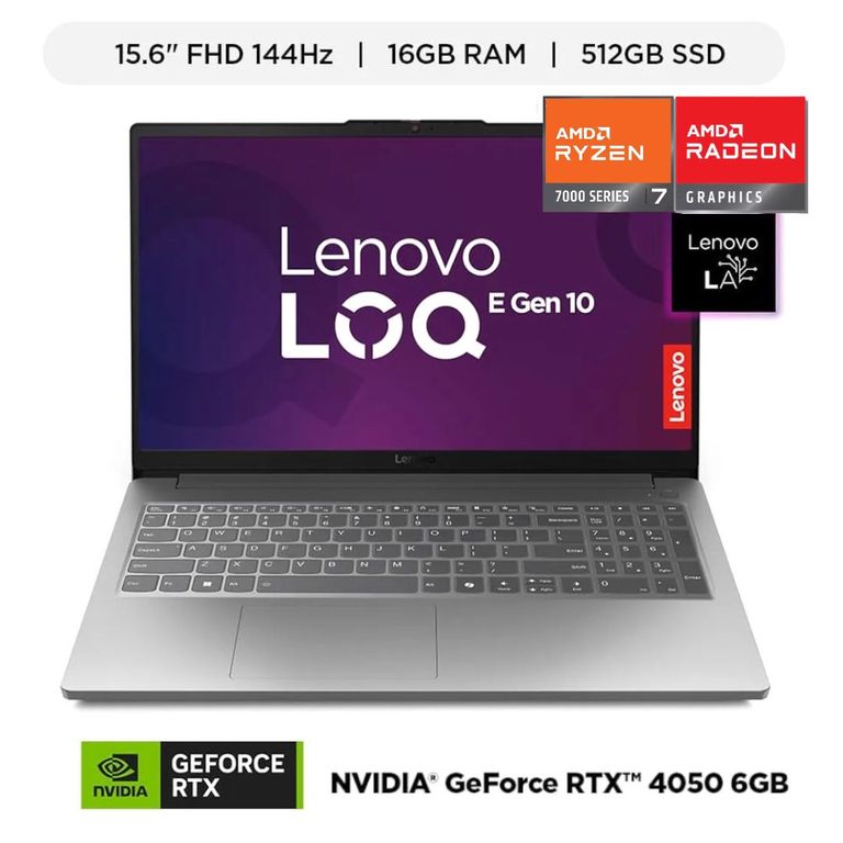 Laptop Gamer LOQ Ryzen 7 RTX4050 6GB 16GB 512GB SSD 15.6 FHD Windows 11