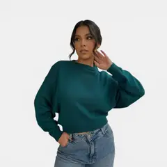 GENERICO - Sueter Mujer Casual Cerrada Mlarga Clasico 359G-25 Color Verde