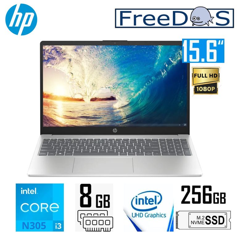 Laptop 15-FD0004LA Intel CoreI3-N305 8GB RAM 256GB SSD 15.6" FHD Intel UHD Graphics FREE DOS