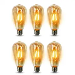 EXTRALED - Pack x6 Foco Decorativo LED Tipo Pera Filamento Vintage 8W E27 Luz Cálida