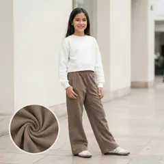 GENERICO - Pantalón Palazzo Wide Leg French Terry Niña Beige - Angela Kids