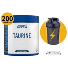 APPLIED NUTRITION - SUPLEMENTO DE TAURINA 200GR CON SHAKER - AMINOACIDO DE ALTO RENDIMIENTO