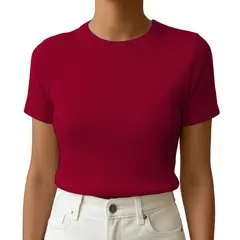 GENERICO - Polo Mujer Manga Corta Color Entero Hilo Tacto Algodon Day362G-18 Color Vino